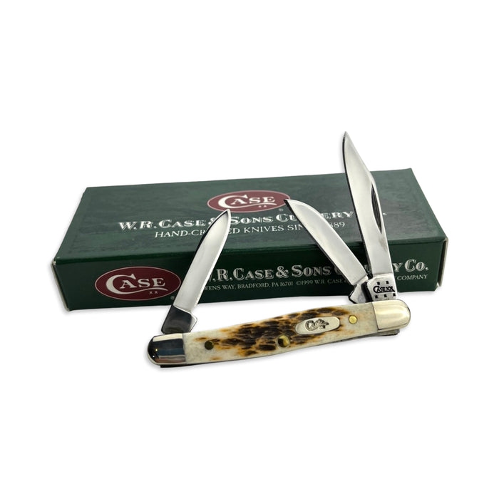 Vintage Case XX 00262 - Amber Bone Peach Seed Jig Small Stockman (6327 SS) - Year 2005