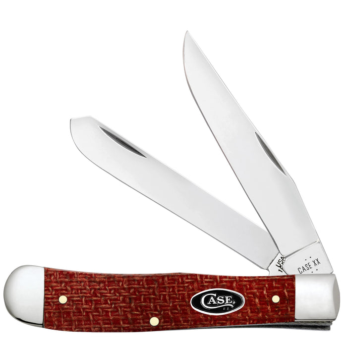 Case 12270 - Dark Red Burlap Micarta Smooth Trapper (10254 CS)