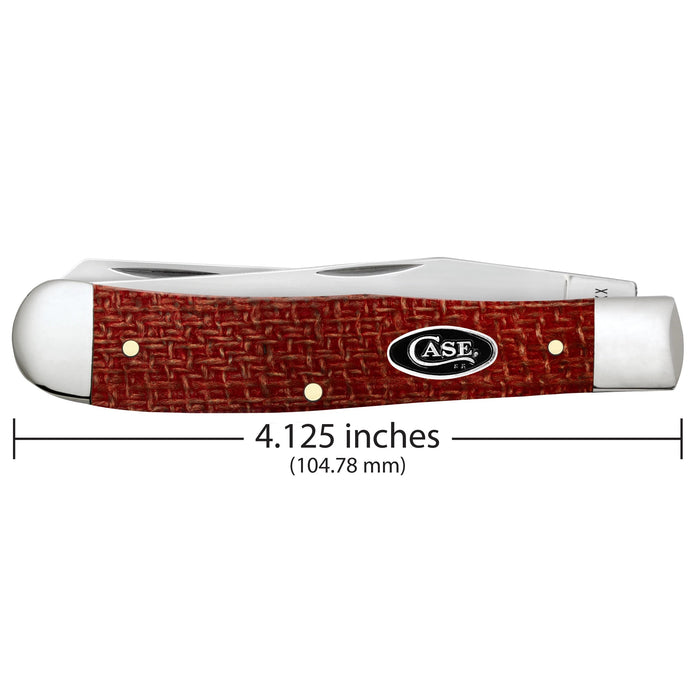 Case 12270 - Dark Red Burlap Micarta Smooth Trapper (10254 CS)