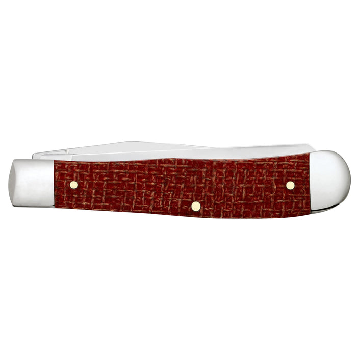 Case 12270 - Dark Red Burlap Micarta Smooth Trapper (10254 CS)
