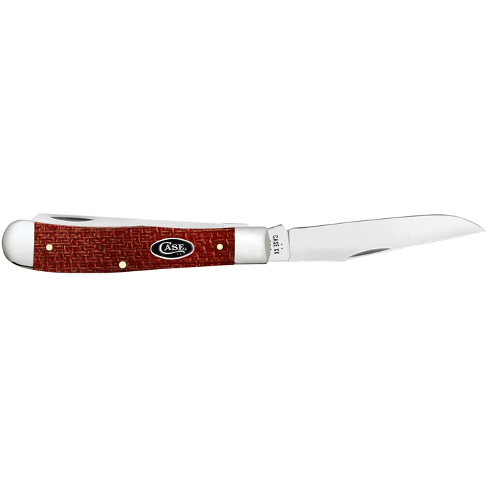 Case 12270 - Dark Red Burlap Micarta Smooth Trapper (10254 CS)