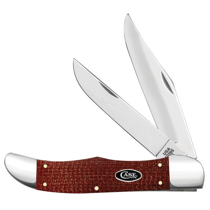 Case 12274 - Dark Red Burlap Micarta Smooth Folding Hunter (10265 CS) W/Sheath