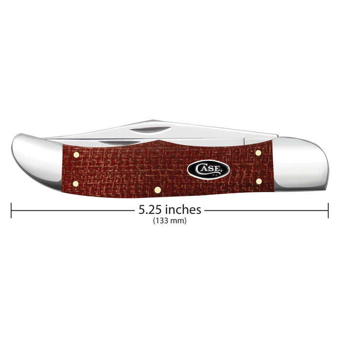 Case 12274 - Dark Red Burlap Micarta Smooth Folding Hunter (10265 CS) W/Sheath