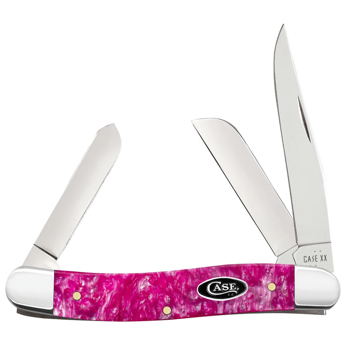 Case 16161 - Pink Crackle Kirinite Smooth Medium Stockman (10318 SS)