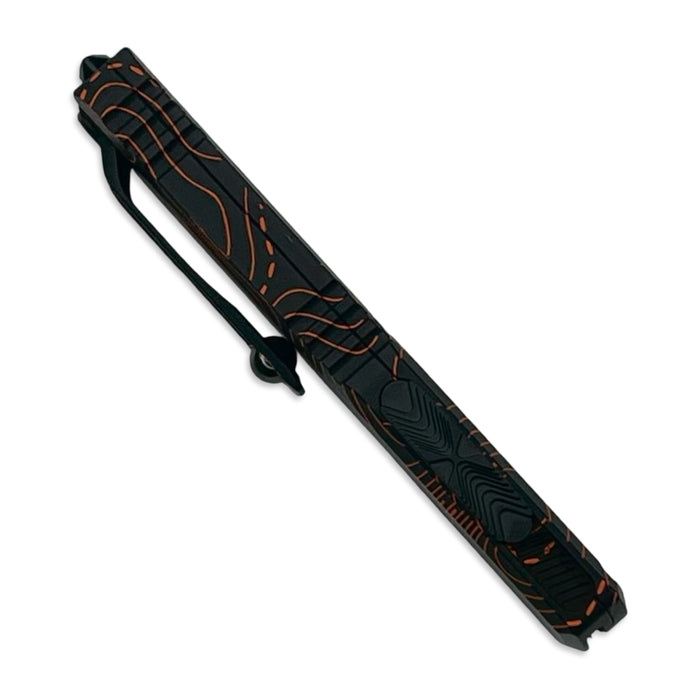 Microtech 11224-1TPBKORCS - Ultratech D/E Gen IV Signature Series Topographic Black/Orange Camo Standard