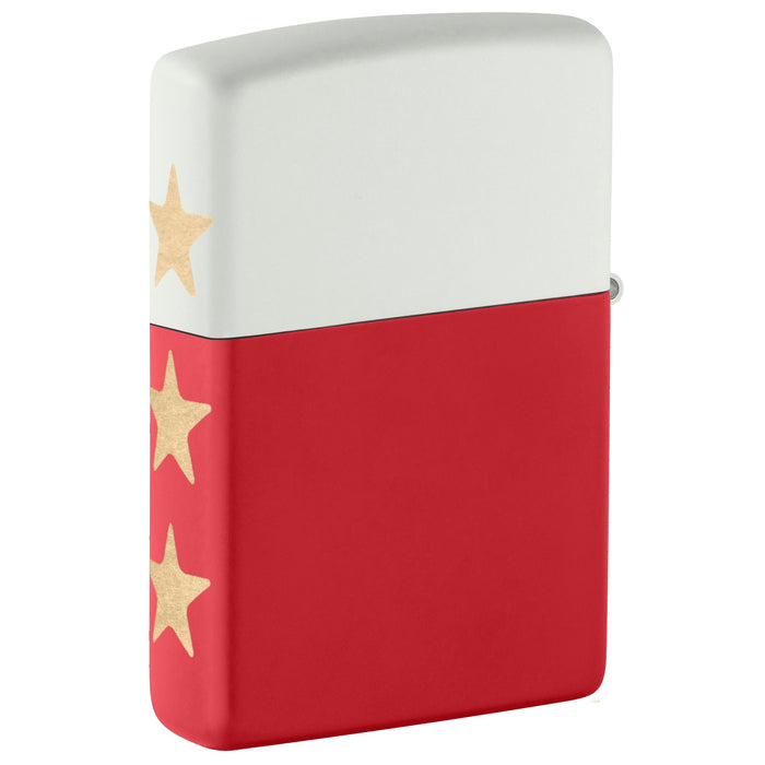 Case 25000 - White & Red Synthetic Smooth Center Bolstered Trapper (4254 SS) W/Lighter