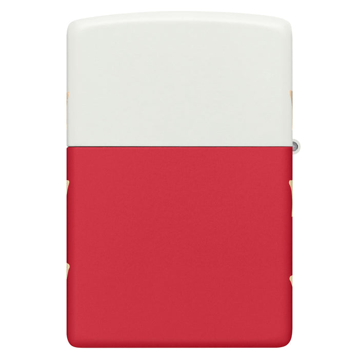 Case 25000 - White & Red Synthetic Smooth Center Bolstered Trapper (4254 SS) W/Lighter