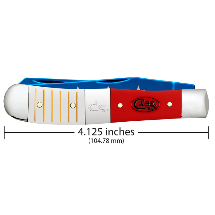 Case 25000 - White & Red Synthetic Smooth Center Bolstered Trapper (4254 SS) W/Lighter