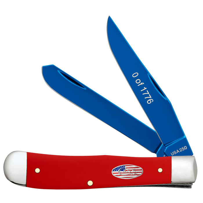 Case 25002 - Red Synthetic Smooth Blue PVD Coated Blade Trapper (4254 SS) W/Cigar Box