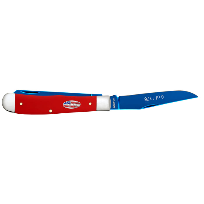 Case 25002 - Red Synthetic Smooth Blue PVD Coated Blade Trapper (4254 SS) W/Cigar Box