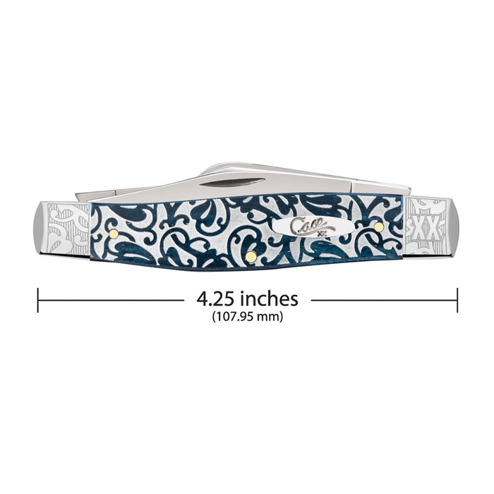 Case 10751 - Embellished Ivy Mediterranean Blue Bone Smooth Large Stockman (6375 SS)