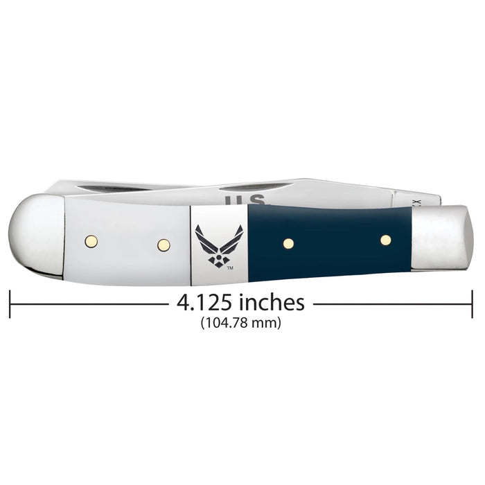 Case 32414 - USAF White/Navy Blue Synthetic Smooth Trapper  (4254 SS) W/Jewel Box