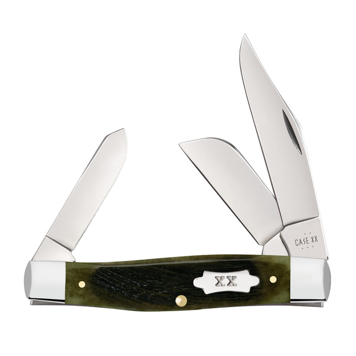 Case 39232 - Olive Green Bone Sawcut Jig Large Stockman (6375 SS)