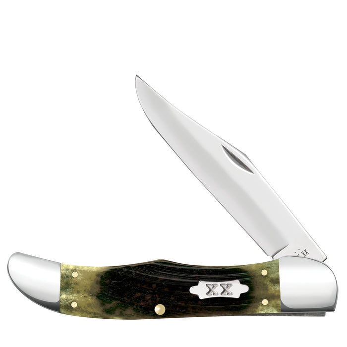 Case 39234 - Olive Green Bone Sawcut Jig Folding Hunter (6165 SS)