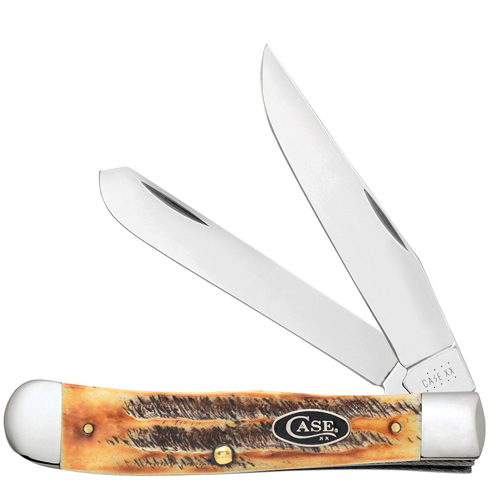 Case 39870 - 6.5 Bone Stag Black Case Shield Trapper — Eagle Valley Cutlery
