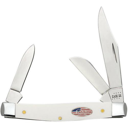 Case 39915 - White Synthetic Smooth Medium Stockman Stars & Stripes Shield (4318 SS)