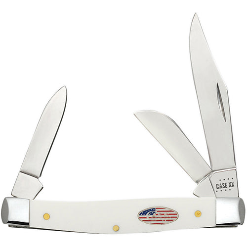 Case 39917 - White Synthetic Smooth Small Stockman Stars & Stripes
