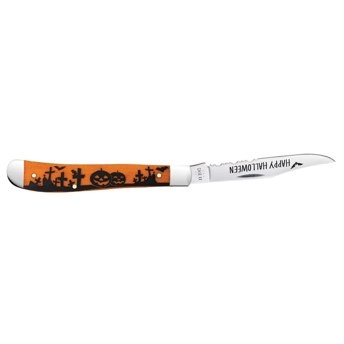 Case 10631 - Halloween Persimmon Orange Smooth Bone Slimeline Trapper (61048 SS)