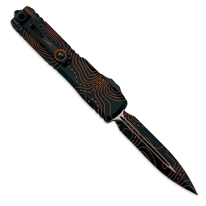 Microtech 11224-1TPBKORCS - Ultratech D/E Gen IV Signature Series Topographic Black/Orange Camo Standard