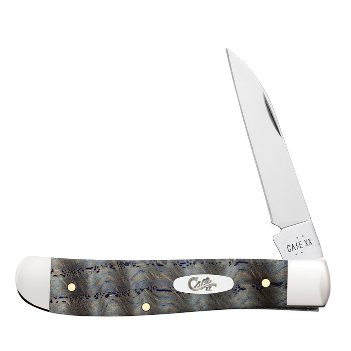 Case 47491 - Blue Curly Oak Wood Smooth Mini Trapper (7107W SS)