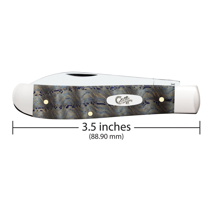 Case 47491 - Blue Curly Oak Wood Smooth Mini Trapper (7107W SS)