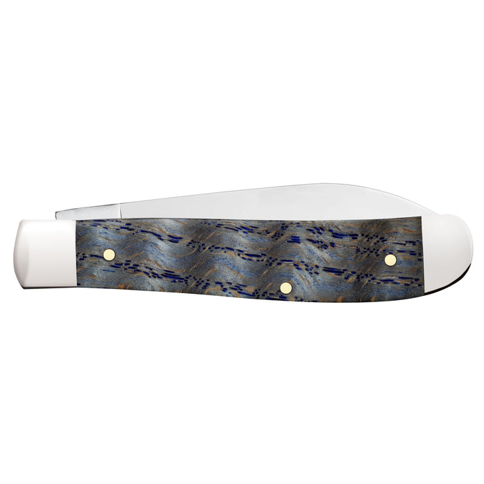 Case 47491 - Blue Curly Oak Wood Smooth Mini Trapper (7107W SS)