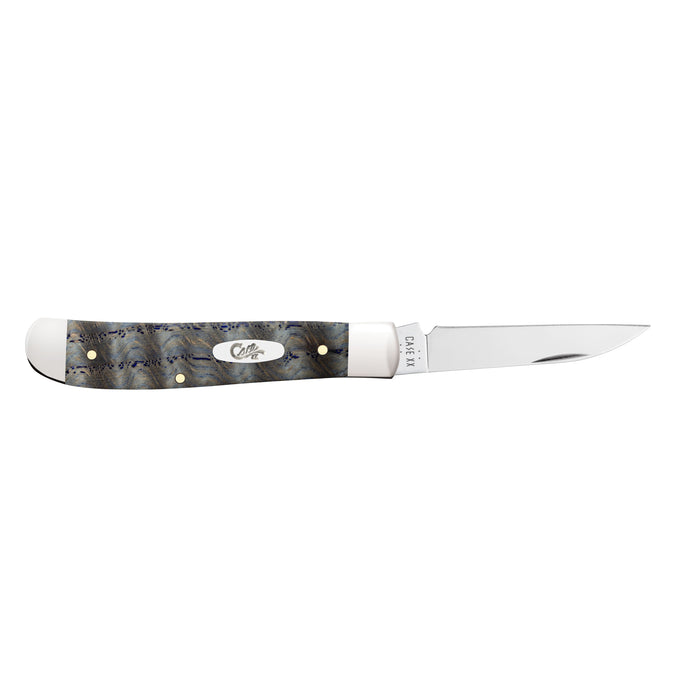 Case 47491 - Blue Curly Oak Wood Smooth Mini Trapper (7107W SS)