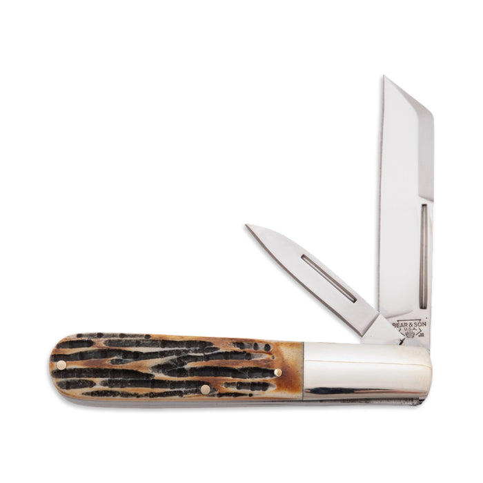 Bear & Son 5280 - Genuine India Stag Bone Large Sheepfoot 2-Blade Barlow