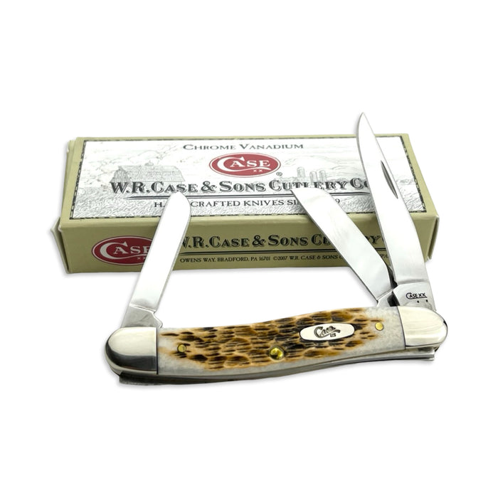 Vintage Case XX 00039 - Amber Bone Peach Seed Jig Medium Stockman (6318 CV)