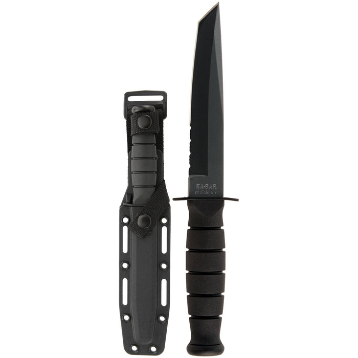 Kabar Short Black Tanto Serrated w/ Kydex Sheath