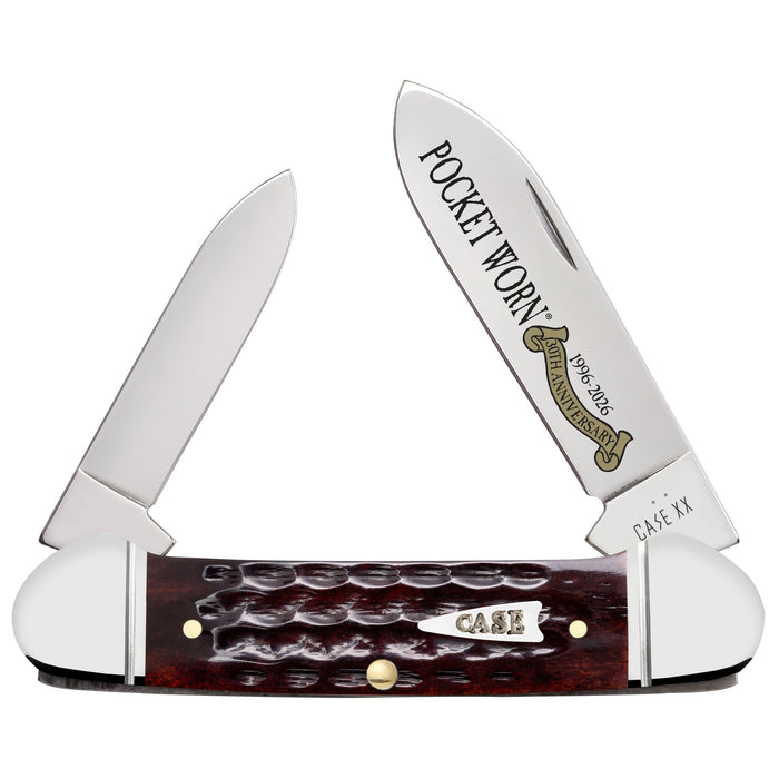 Case 55235 - Pocket Worn Mahogany Bone Corn Cob Jig Canoe (62131 SS) - Fluted