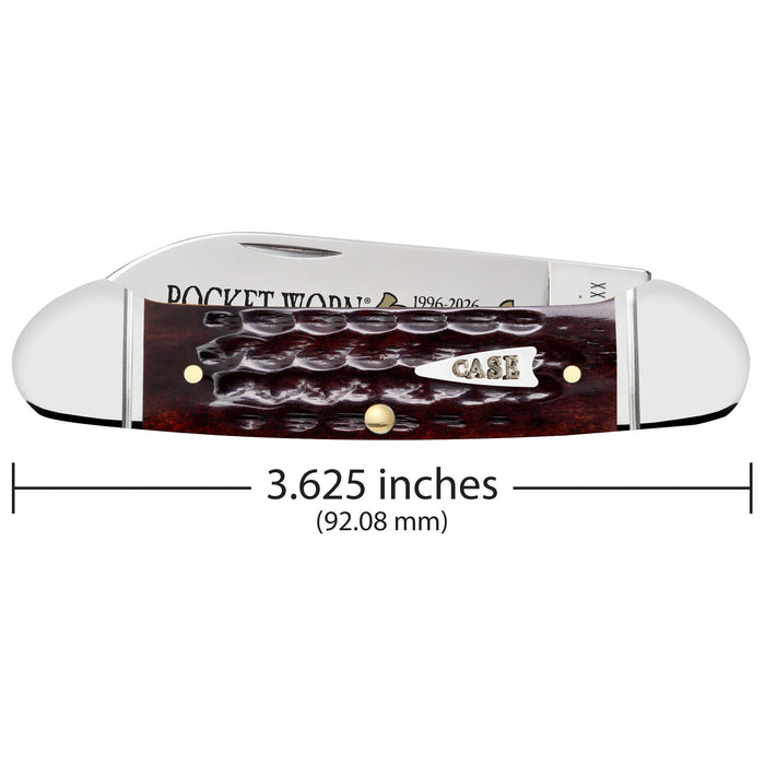 Case 55235 - Pocket Worn Mahogany Bone Corn Cob Jig Canoe (62131 SS) - Fluted