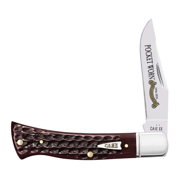 Case 55237 - Pocket Worn Mahogany Bone Corn Cob Jig Case Axe Handle (BR61135 SS) - Fluted