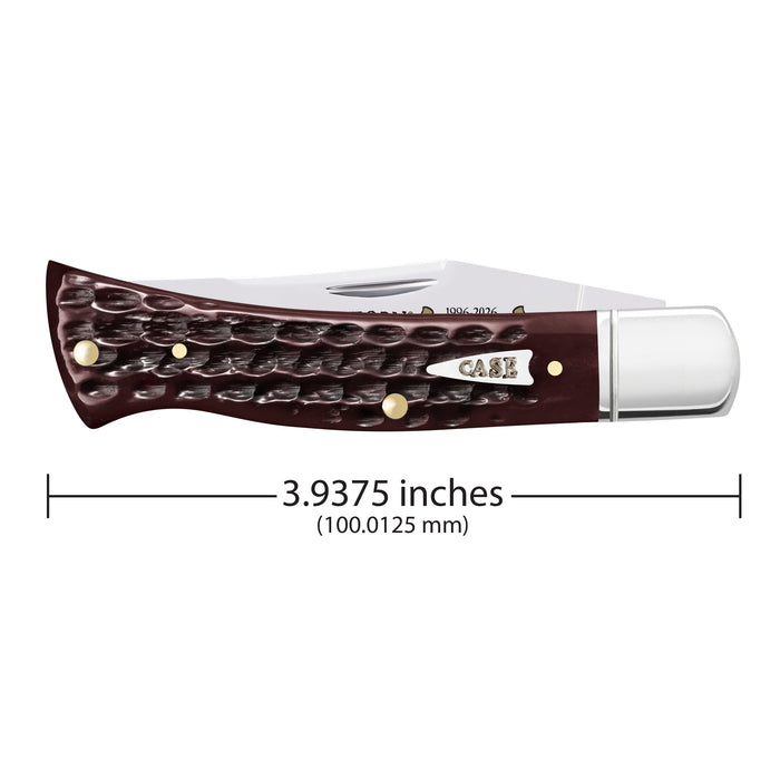 Case 55237 - Pocket Worn Mahogany Bone Corn Cob Jig Case Axe Handle (BR61135 SS) - Fluted