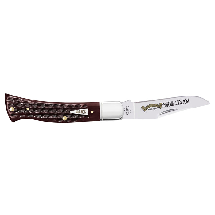 Case 55237 - Pocket Worn Mahogany Bone Corn Cob Jig Case Axe Handle (BR61135 SS) - Fluted