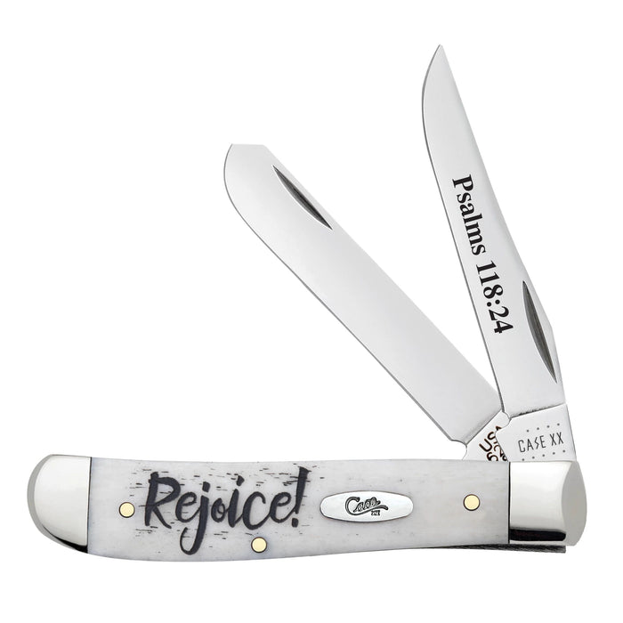 Case 60865 - Religious Natural Bone Smooth Mini Trapper (6207  SS) Psalms 118:24