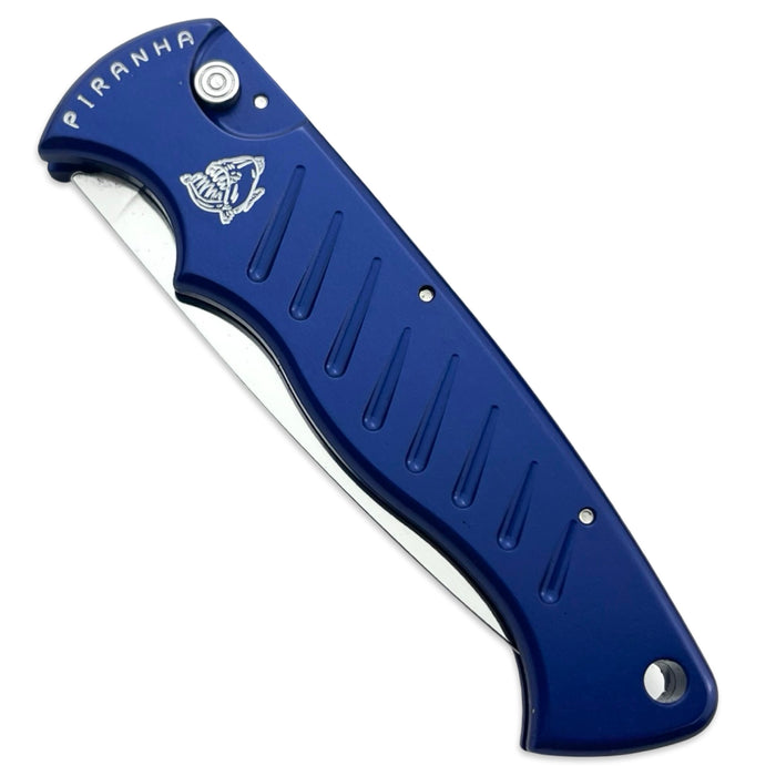 Piranha P1 Pocket Blue Plain Edge Mirror Finish