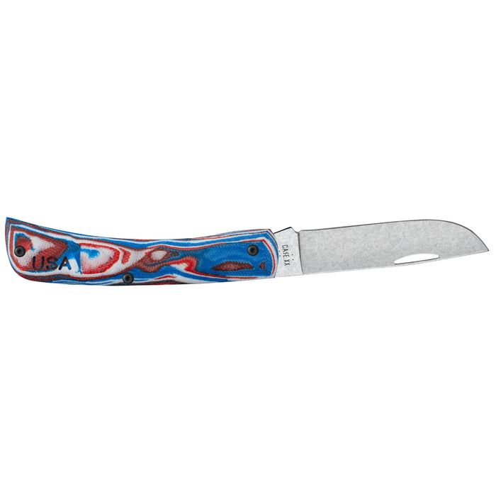 Case 66386 - Crossroads Series Red/White/Blue Burl G-10 Smooth Sod Buster Jr (XR10137 S35VN)