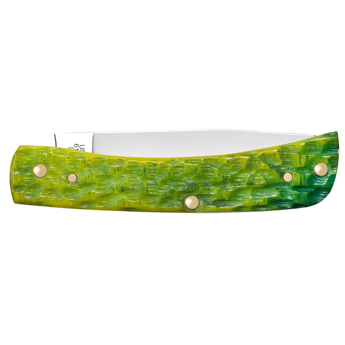 Case 27863 - Green Apple Bone Peach Seed Jig Sod Buster Jr. (6137 SS)