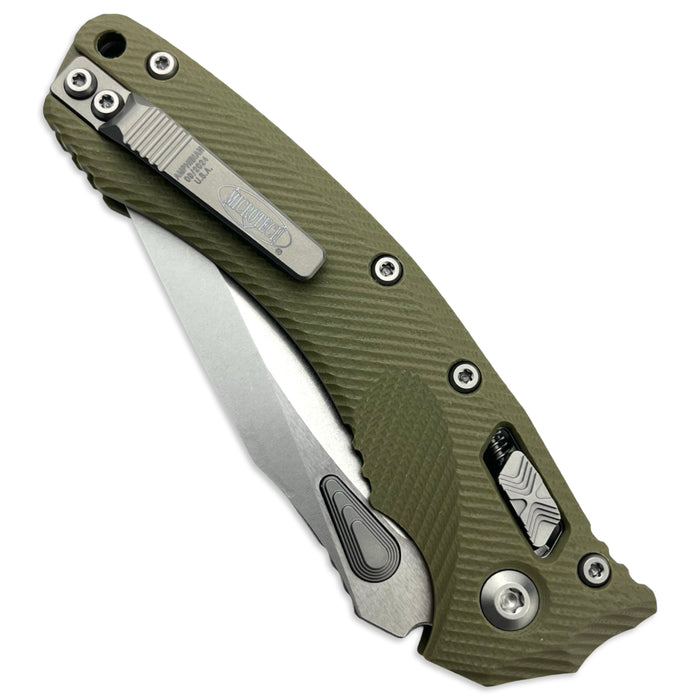 Microtech 137RL-11FLGTOD - Amphibian RAM-LOK S/E Fluted G10 OD Green Stonewash P/S