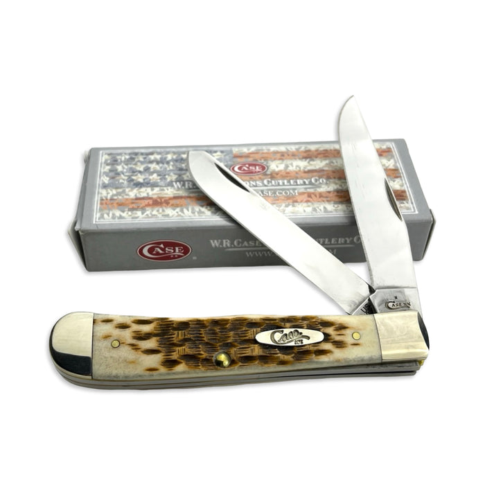 Vintage Case XX 06540 - Amber Bone Peach Seed Jig Trapper w/ Clip (6254C SS)