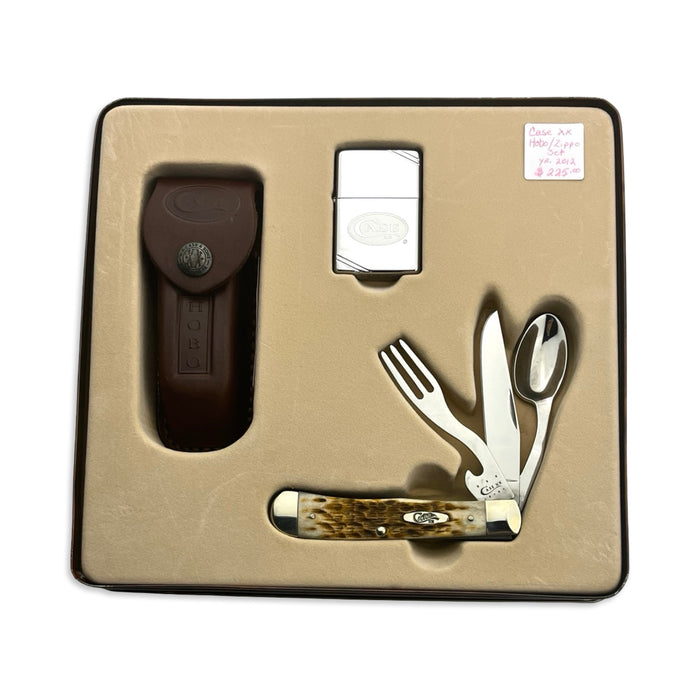 Vintage Case XX 06000 - Amber Bone Peach Seed Jig Hobo/Zippo Set (2012)