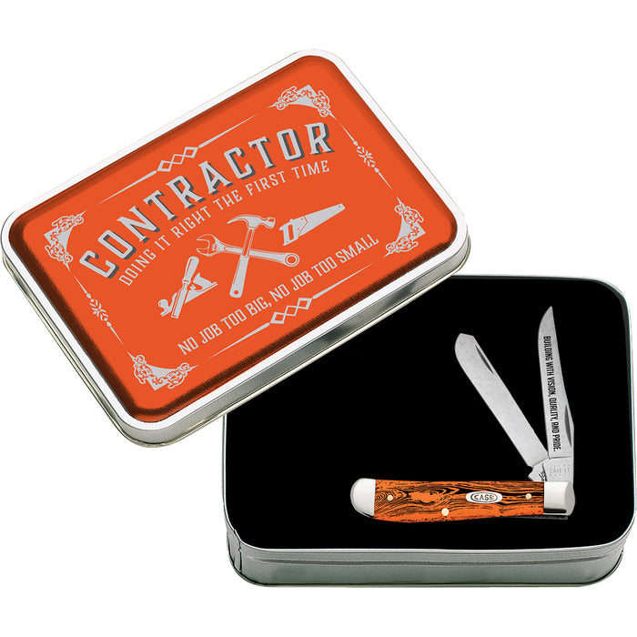 Case Contractor Smooth Orange Synthetic Mini Trapper Gift Tin Set