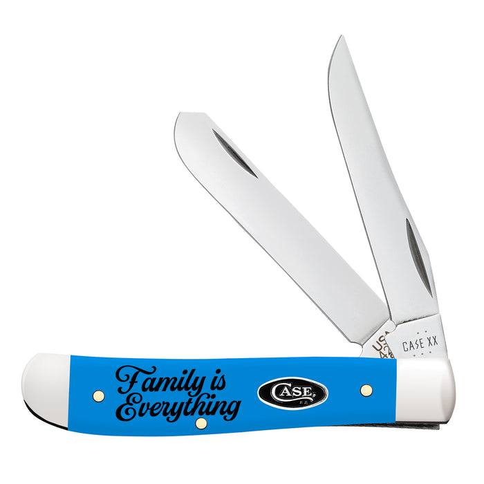 Case Smooth Light Blue Synthetic "Family is Everything" Mini Trapper