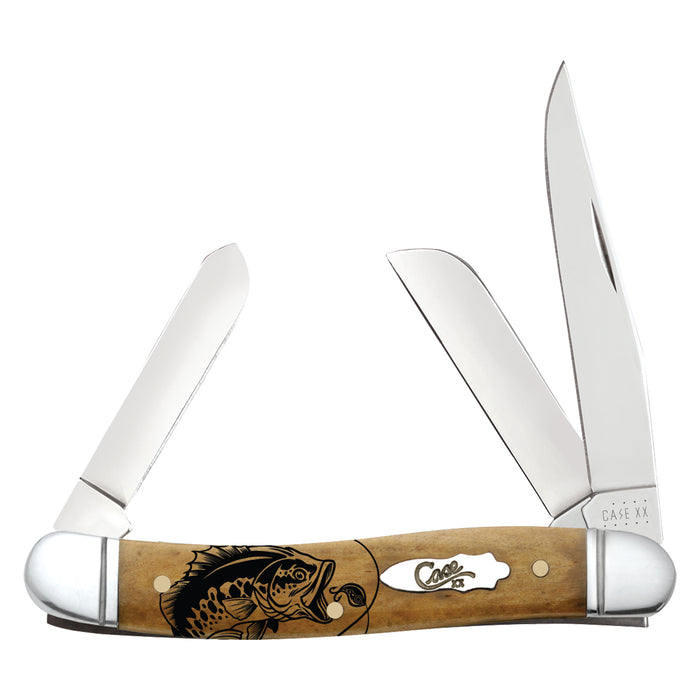Case Smooth Antique Bone "Fishing" Medium Stockman