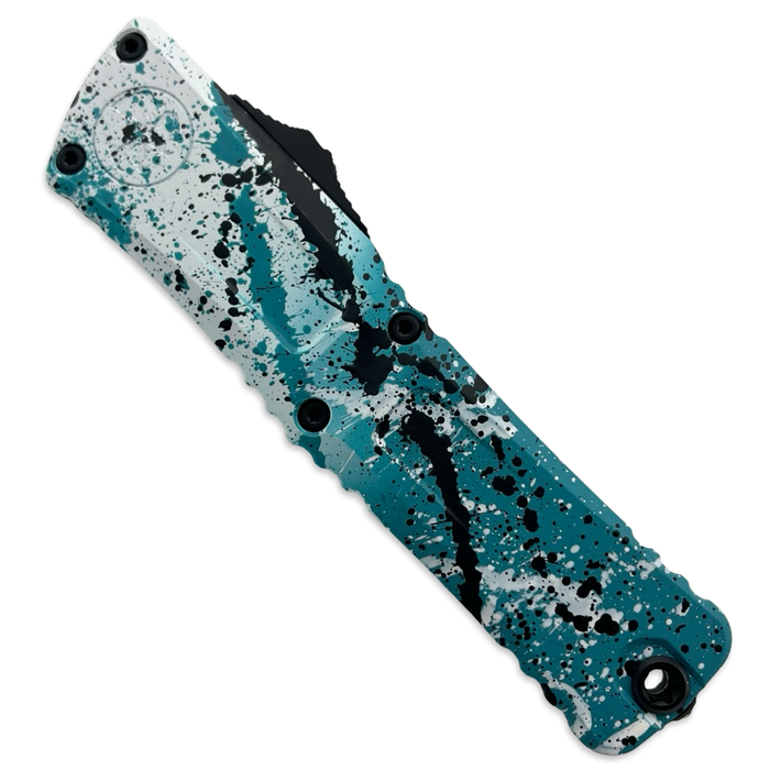 Microtech 1143-1TQWHBKSPLS - Combat Troodon S/E Gen III Signature Series Turquoise/White Black Splatter Standard