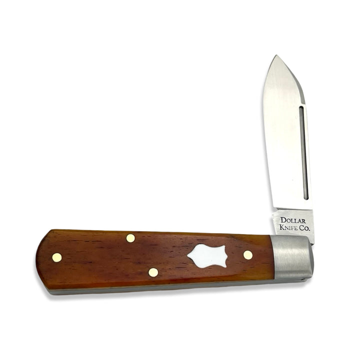 Dollar Knife Co. Orange Smooth Camel Bone Barlow White Shield