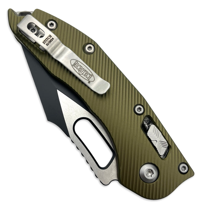 Microtech 169RL-1FLOD - Stitch S/E RAM-LOK Fluted Aluminum OD Green Standard