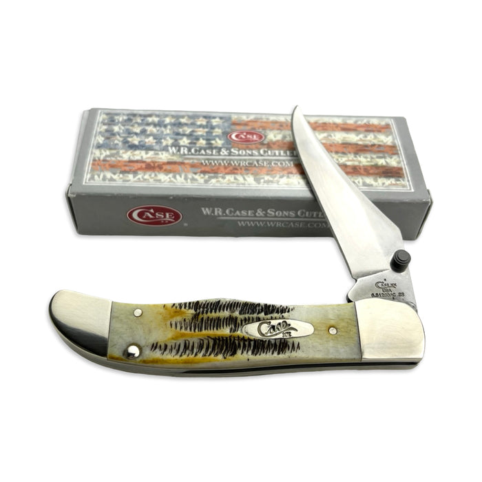 Vintage Case XX 65314 - 6.5 Bone Stag Assisted Open Mid Folding Hunter (6.51265AC SS)