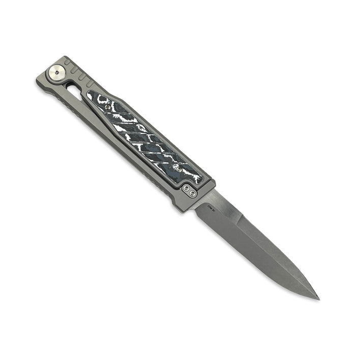 Reate EXO White Storm 6AL4V Titanium Bead Blast 3V Satin Finish Double Edge Gravity Knife